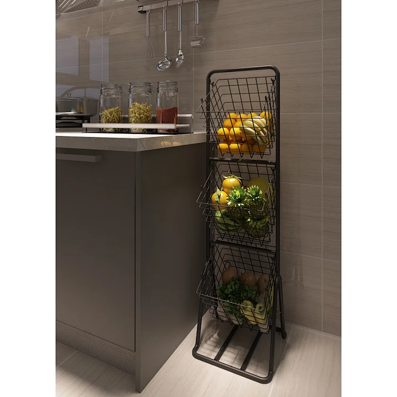 Fruit Racks Vegetable Stands Wire Grid Basket Use Kitchen Storage Shelf Customized Retail Store Easy Assemble Tier Home Steel