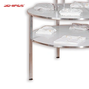 Stainless Steel MDF Round Table Pop Floor Standing Garment Display