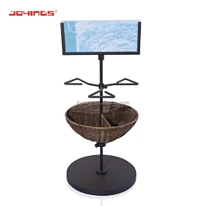 Tree Display Rattan Basket beauty product Storage Bin Display Stand with big price tag holder