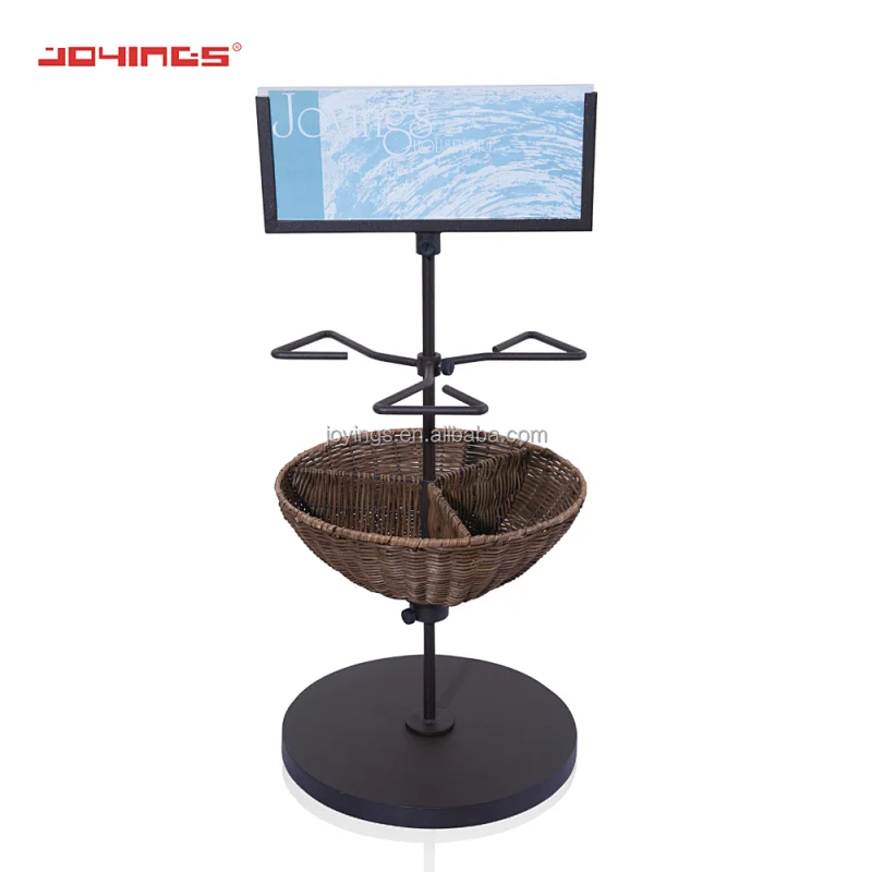 Tree Display Rattan Basket beauty product Storage Bin Display Stand with big price tag holder