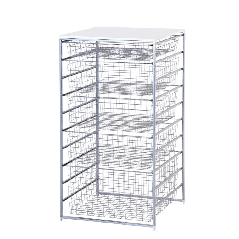 4 Sliding Basket Set Powder Coating Wire Storage Basket Organizer Mesh Basket Shelving Organizer
