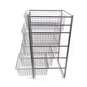 shelving Drawers Storage Rack Metal Wire Free Standing Pull Out Kitchen basket