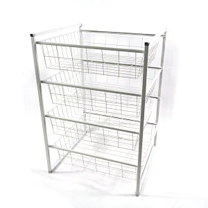 Metal Wire Free Standing Pull Out Kitchen Vegetable Fruit storage basket shelving Drawers Storage Rack