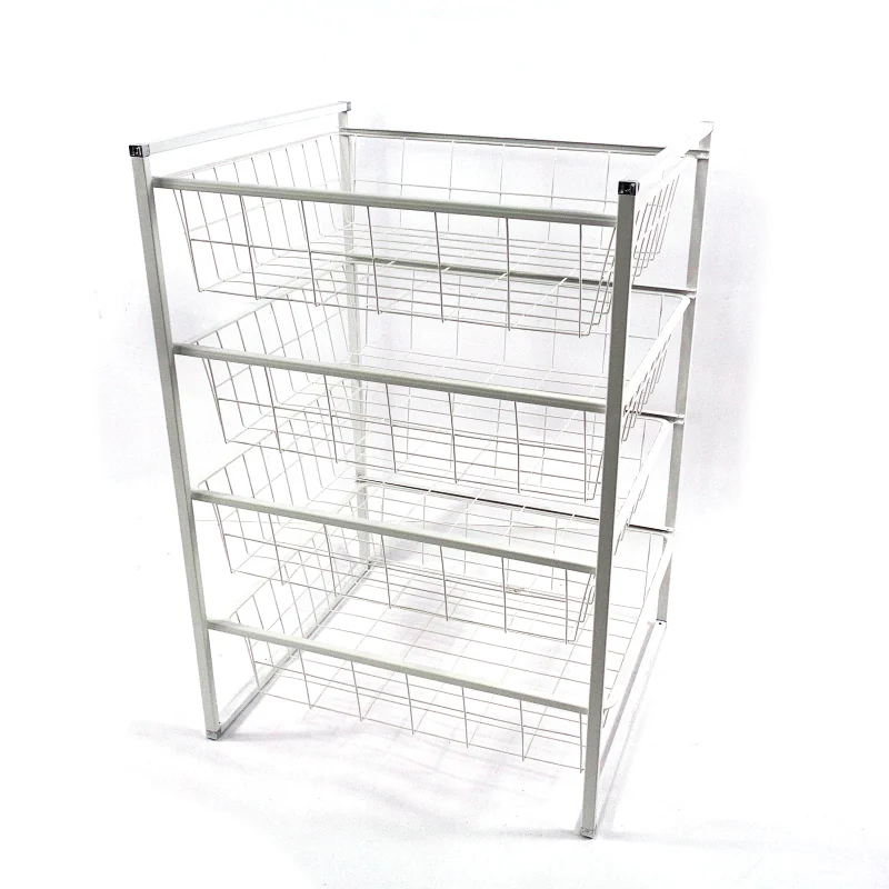 Metal Wire Free Standing Pull Out Kitchen Vegetable Fruit storage basket shelving Drawers Storage Rack