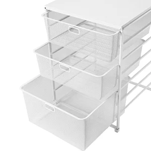 4 Sliding Basket Set Powder Coating Wire Storage Basket Organizer Mesh Basket Shelving Organizer