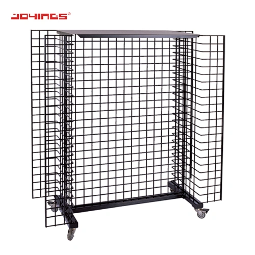 Supermarket Easy To Move 4 Way Metal Wire Grid Display Rack