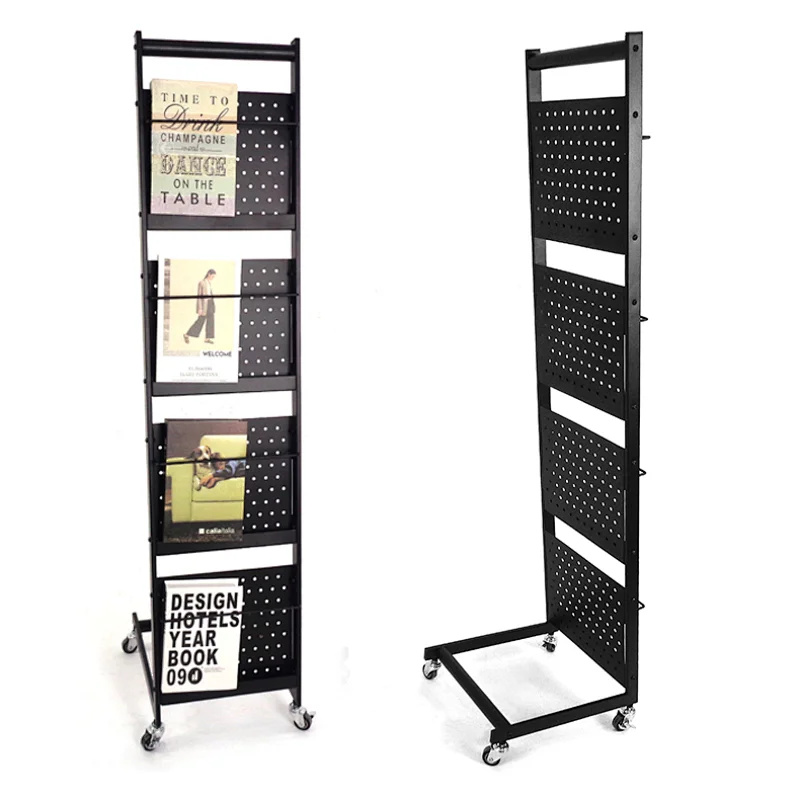 POP Metal Pegboard Display Shelf Rack Magazine Floor Display Stand A4/45 Brochure Holder Promotion Advertising Display Rack