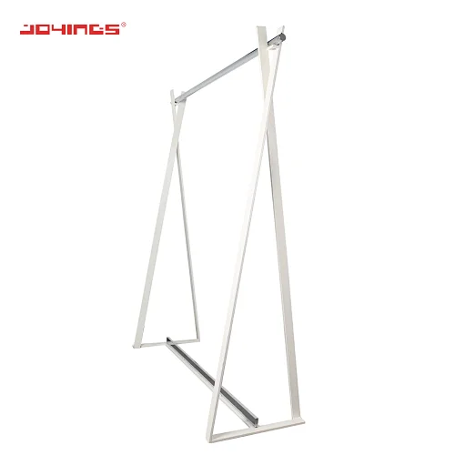 Boutique Multi-functional floor stand Stainless Steel Adjustable Clothes Display Stands L Arm Rack in Shopping Mall