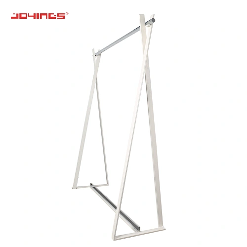 Boutique Multi-functional floor stand Stainless Steel Adjustable Clothes Display Stands L Arm Rack in Shopping Mall