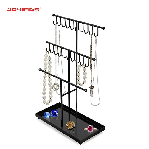 fashion 3 Layers Accessories Earring Showcase/Ring Holder Jewelry metal Display Necklace rack/Jewelry hanging display stand