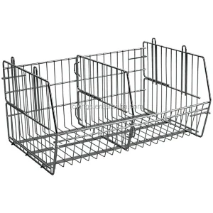 Metal Wire Storage Basket Chrome Heavy Duty Warehouse Stackable Storage Bins for Daily Storage Organizer