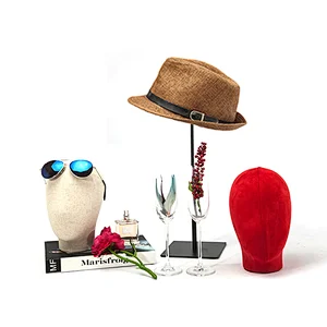 Counter Top Beret Hat Holder Fashion Shop Countertop Caps Display Holder Metal Wire Fashion Adjustable Hight Hats Display Stand