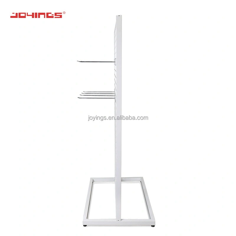 Double Sided Grid Panel Mesh Retail Standing Display Stand with hooks