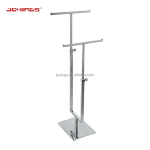 Boutique Chrome Coating Stainless Steel Adjustable Double layer Handbag Display Stand Rack in Shopping Mall