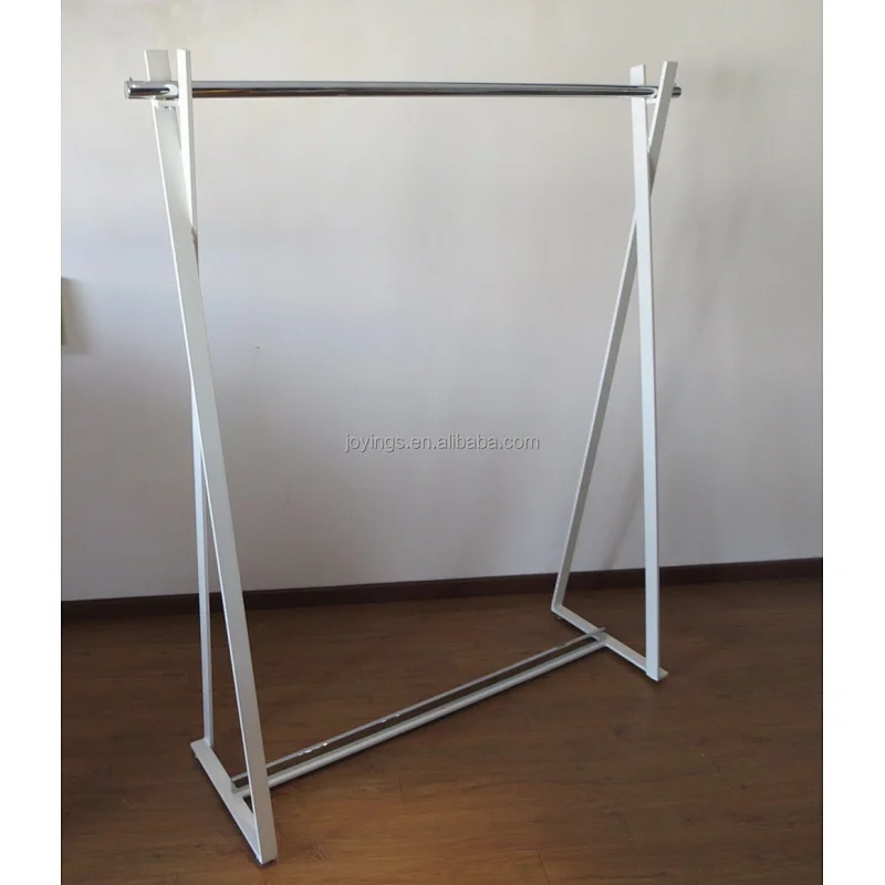 Boutique Multi-functional floor stand Stainless Steel Adjustable Clothes Display Stands L Arm Rack in Shopping Mall