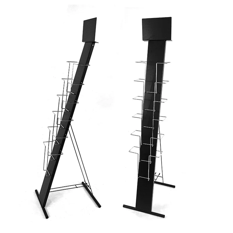 Metal Portable Literature Holder Easy Assembly Brochure Display Rack with boutique back support rack and silver wire holder
