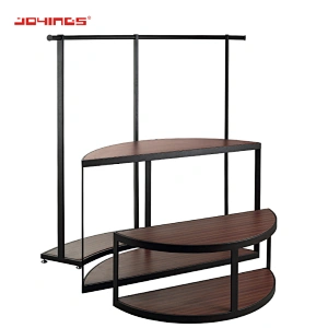 Made-In-China Black Metal +Wood Multi Tiers Desk Display Rack Table Display Stand