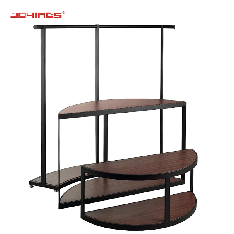 Made-In-China Black Metal +Wood Multi Tiers Desk Display Rack Table Display Stand