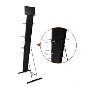Metal Portable Literature Holder Easy Assembly Brochure Display Rack with boutique back support rack and silver wire holder
