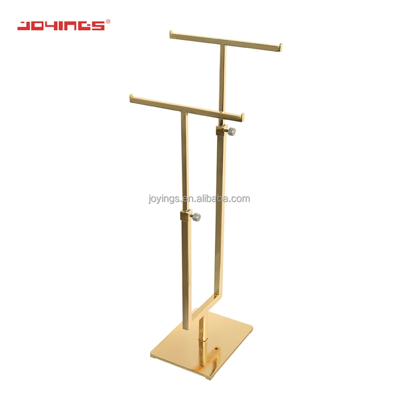 Fashion Rosed Golden Handbag Display Stainless Steel Handbag Display Stand Adjustable Handbag T Stand