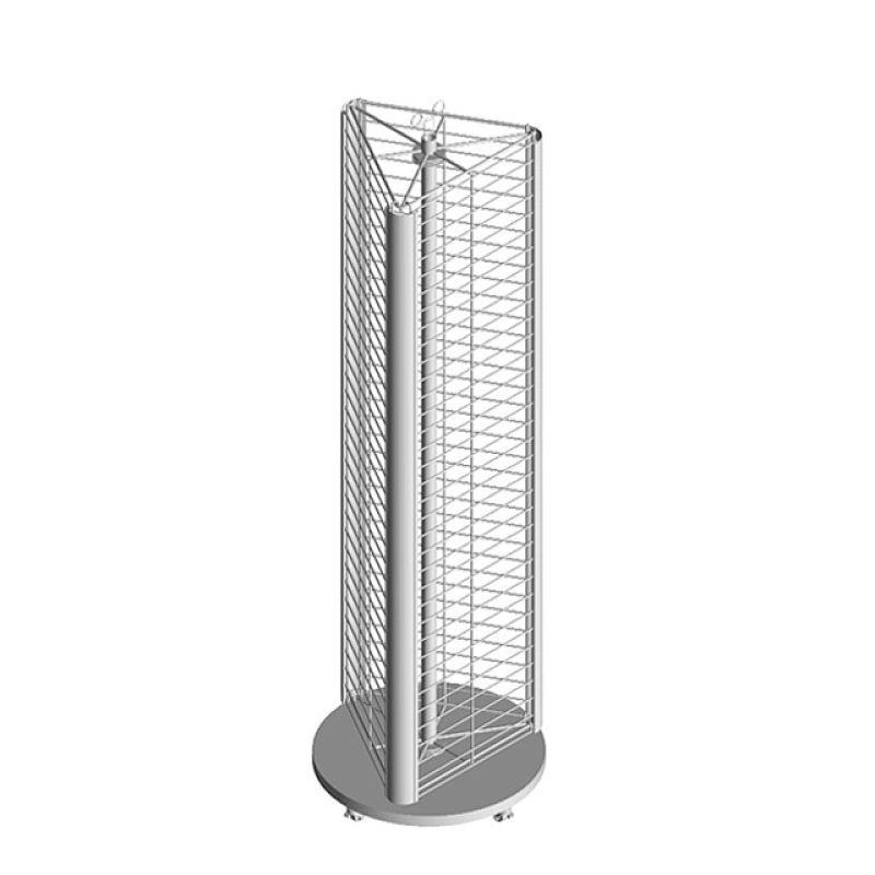 Durable 3 Side Easy to Move Triangle Snack Wire Shelving Grid Display Rack