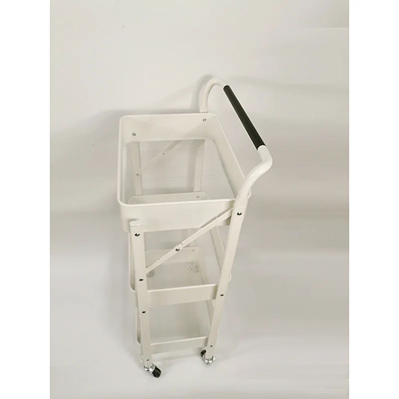 three-layer collapsible storage car High Strength Carbon Steel Smooth Surface Coating Bearing Stability Kitchen Folding Storage