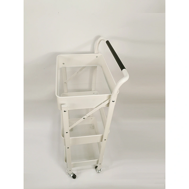 three-layer collapsible storage car High Strength Carbon Steel Smooth Surface Coating Bearing Stability Kitchen Folding Storage