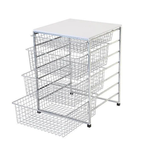 Metal Wire Free Standing Pull Out Kitchen Vegetable Fruit storage basket shelving Drawers Storage Rack