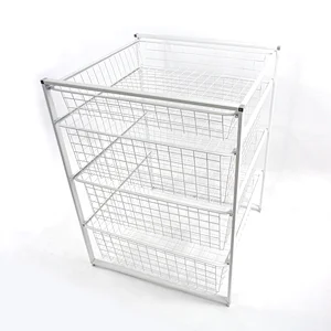 Metal Wire Free Standing Pull Out Kitchen Vegetable Fruit storage basket shelving Drawers Storage Rack