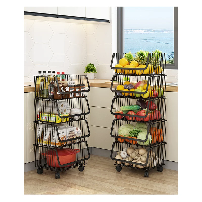 Basket Use Kitchen Storage Shelf Customized Retail Store Easy Assemble Tier Home Floor Standing Display Unit,light Duty Rack 300