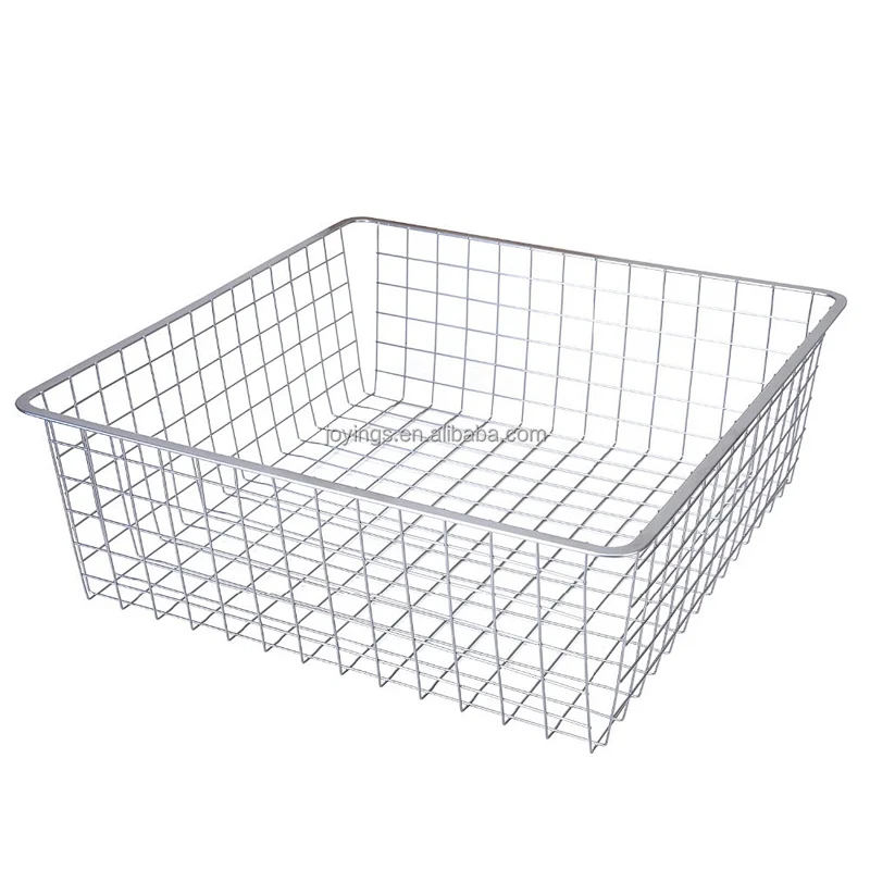 Large size Stackable Storage basket Metal Wire Basket for home storage closet organizer