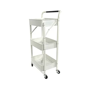 Factory price storage white bedroom storage cart rack shelf Bathroom storage cart iron powder coating rack