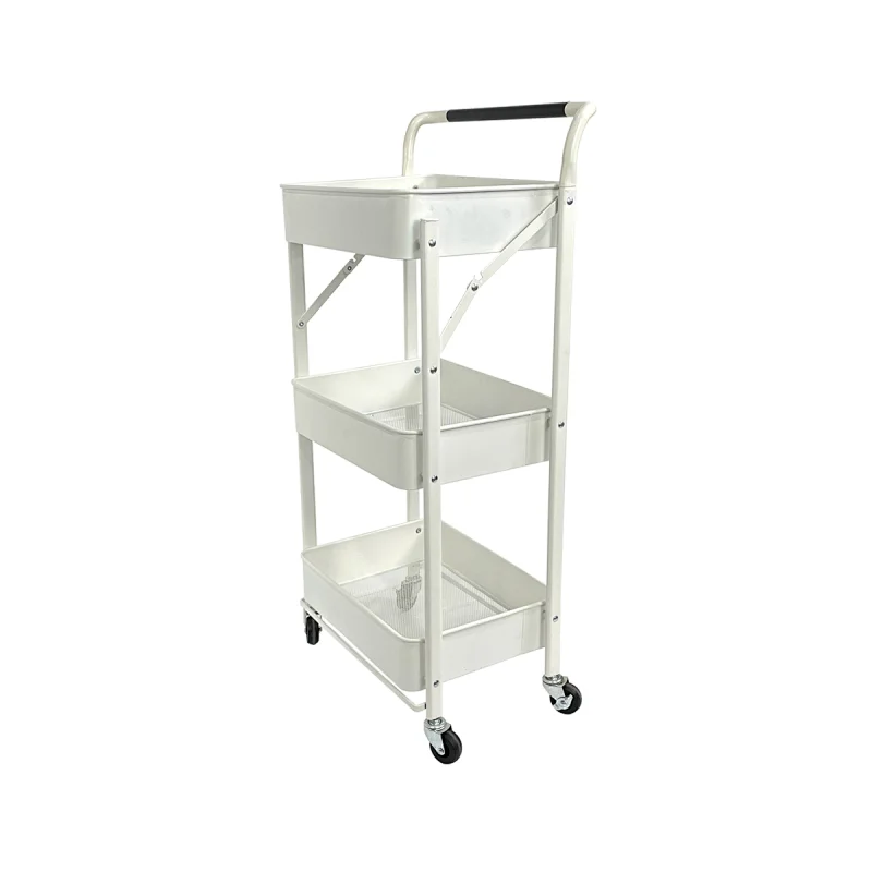 Factory price storage white bedroom storage cart rack shelf Bathroom storage cart iron powder coating rack
