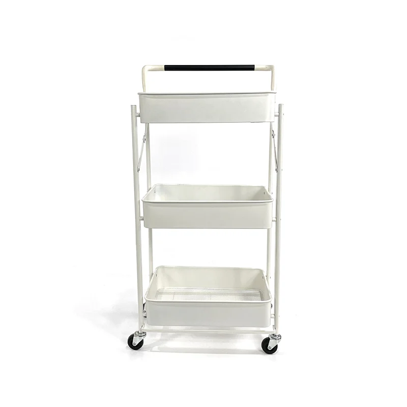 Factory price storage white bedroom storage cart rack shelf Bathroom storage cart iron powder coating rack
