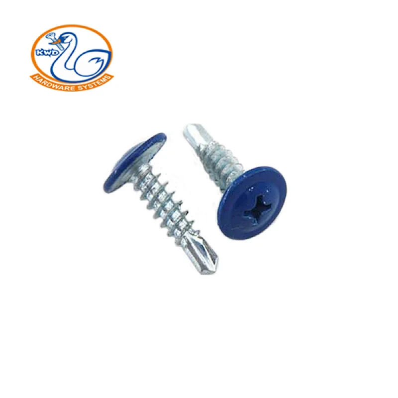 Wafer head with collar drilling point self drilling screw