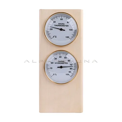 wooden thermometer and hygrometer