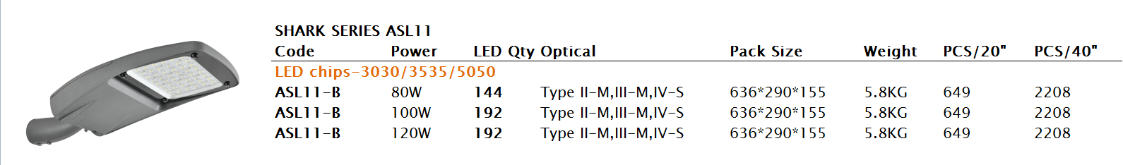 150W ASL11 outdoor street light