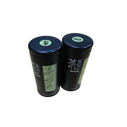 Wholesale round black decorative tea metal tins with lids  box design airtight tin box with lid