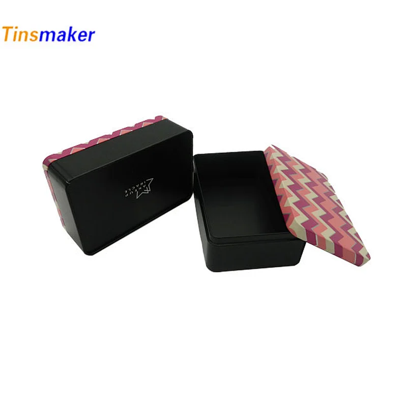 wholesale silver plain rectangular tin metal box with lid for cosmetic packaging Small Metal Hinge Packing Tin Box