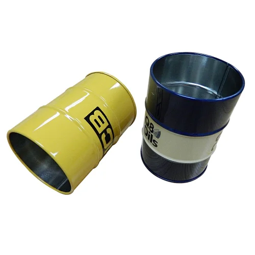 oil drum shaped tin can jar with slip lid  metal round holder tin can luxury food packaging metal tin box