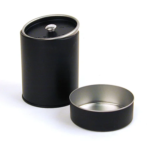 factory airtight black round metal tea tin can for handmade cookie spice packaging storage