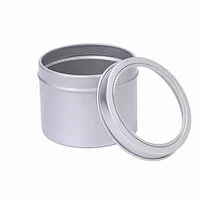 Cosmetic Pots Container Cosmetic Jar Empty Aluminium Jar Tins Clear Top View Window Tin Can Aluminum Gift & Craft Round 0.23mm
