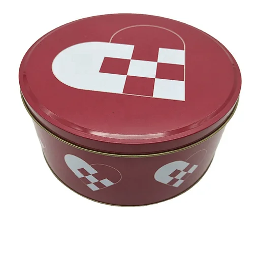 round decorative cookie tin box