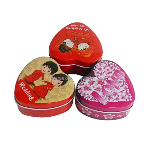 Valentine gift heart shape chocolate packaging tin