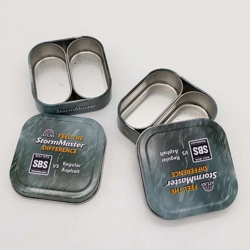 condom square pocket tin  box with divider gift earring tins silicone ring metal box custom box