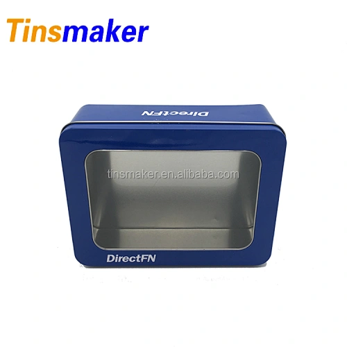 metal  rectangle window tin packaging can with custom logo printing