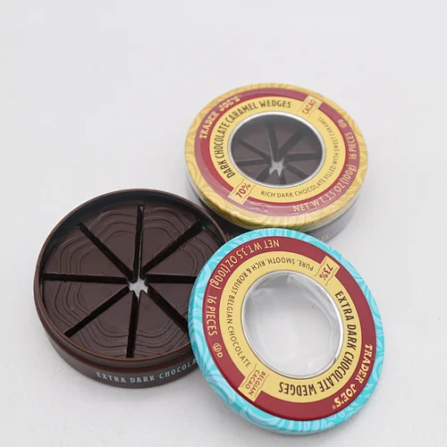 CBD Tin Case Small Round Pocket Chocolate Candy Food Tin Box with Window on Top Lid Tin Container Coffee Packing Can Tinplate