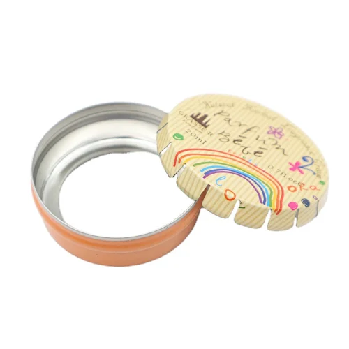Small round colorful candy gift containers packaging metal tin box with click clack lid custom box