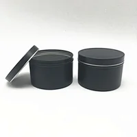 Seamless Matte Black Empty Round Candle Metal Tin Container With Lids
