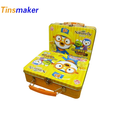 Metal Tin Box With Lock And Key Custom Packaging  Embossed logo  handle Tin Cans